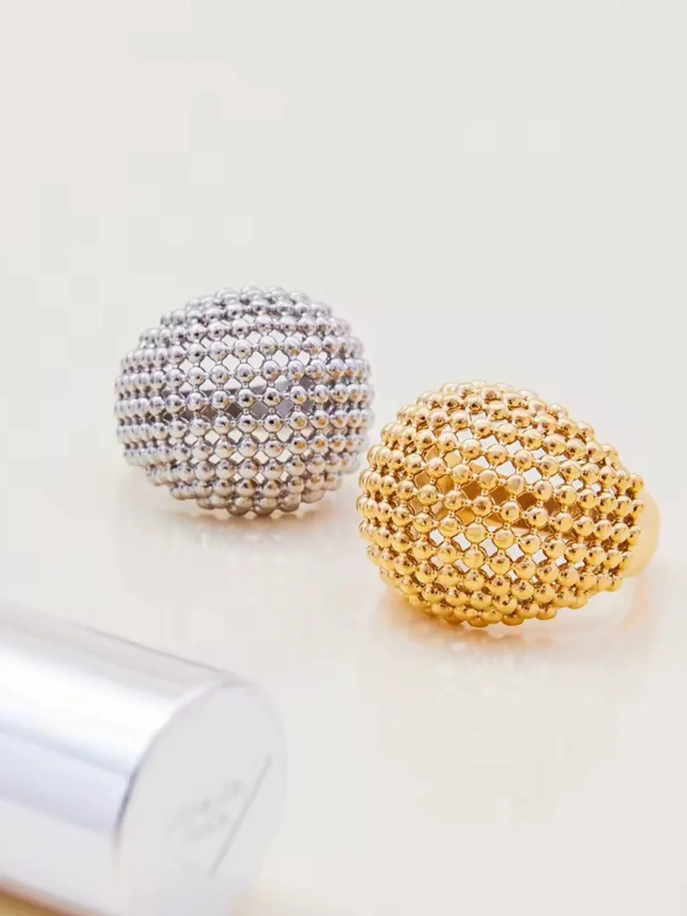 18 K Gold  Plate excellent quality Italian Gold  Mesh Dome Rings - Women Jewelry